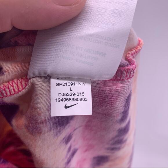 Nike Tye Die Pink and Orange T-Shirt Dress W/ Pockets Girls Size L - Picture 9 of 9